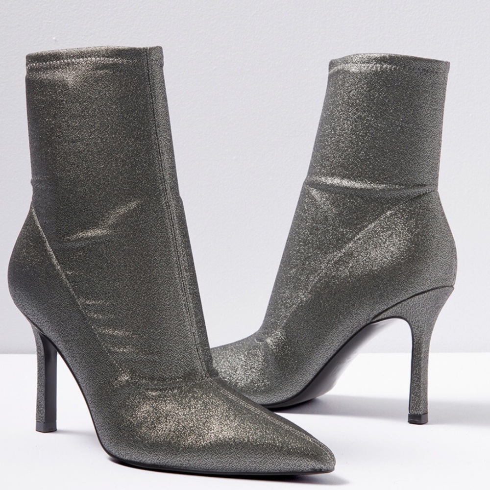 Marc Fisher LTD Womens Kellen High Heel Pointed Toe Ankle Boots Shoes Pewter NEW